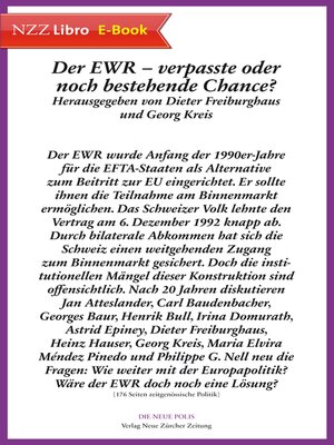 cover image of Der EWR, verpasste oder noch bestehende Chance?